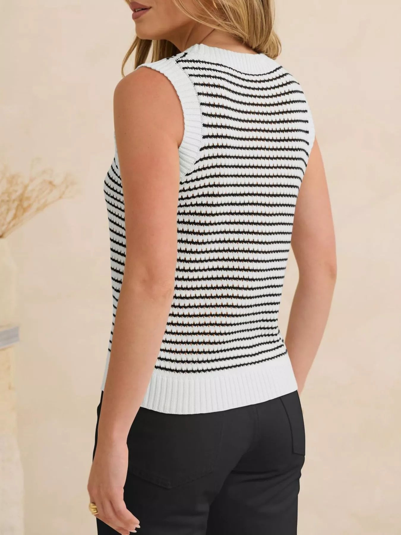 Striped Knit Sweater Vest