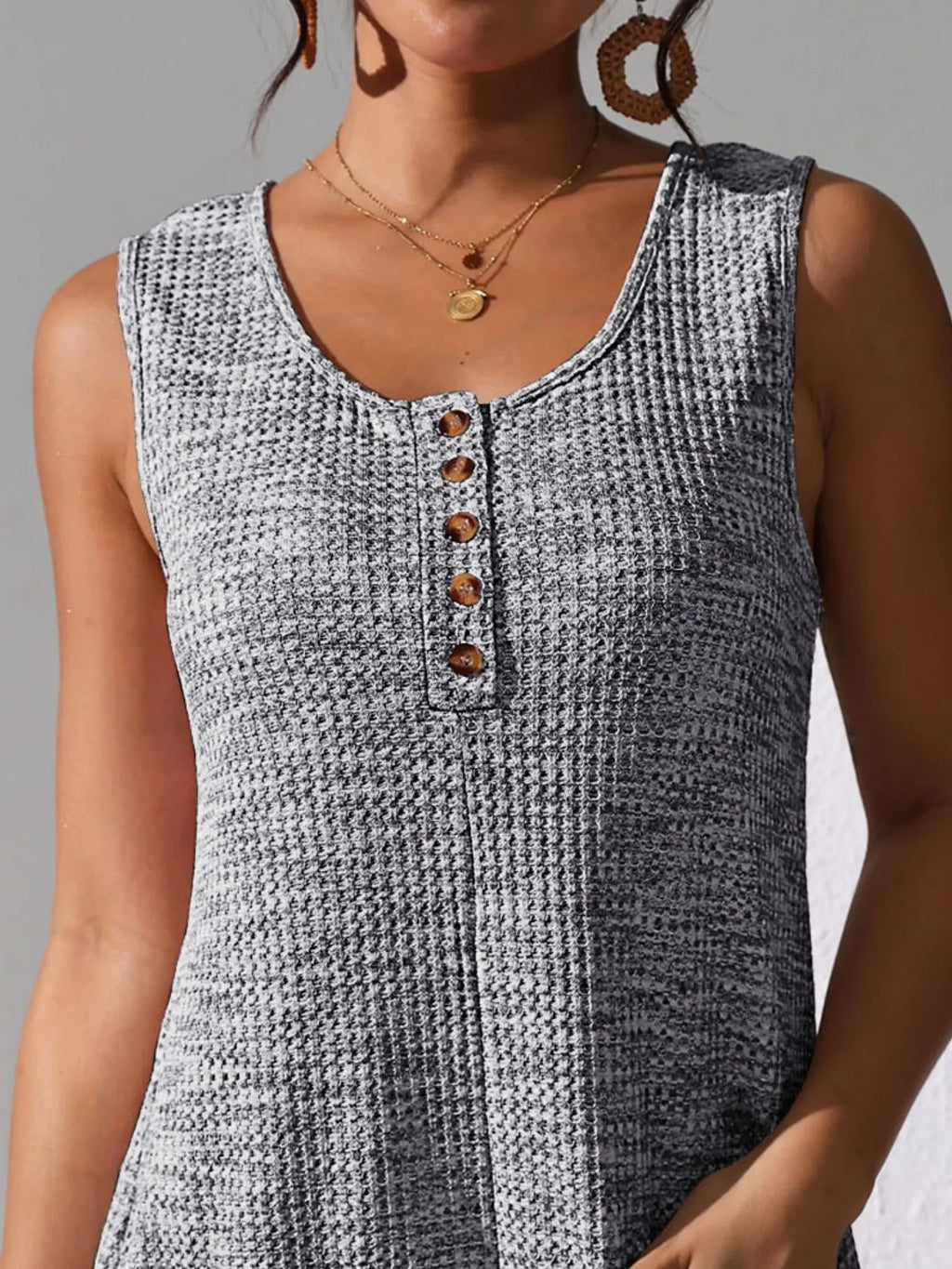 Full Size Button Front Romper with Pockets Plus Size