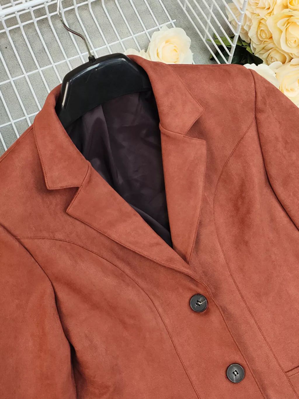 Button Up Lapel Collar Blazer