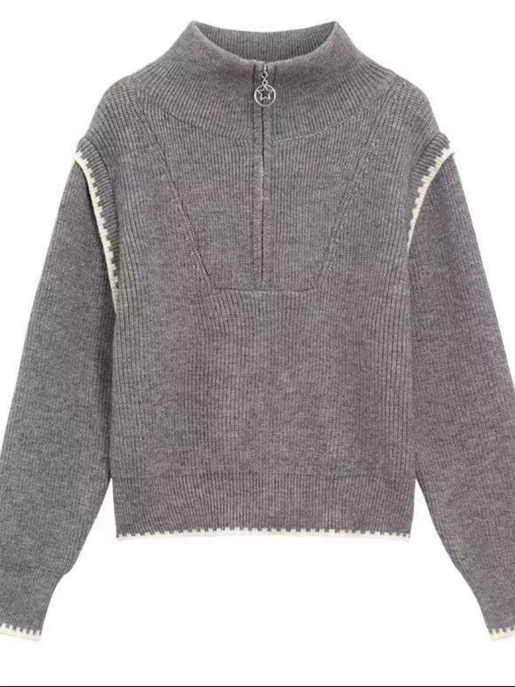 High Neck Half Zip Sweater