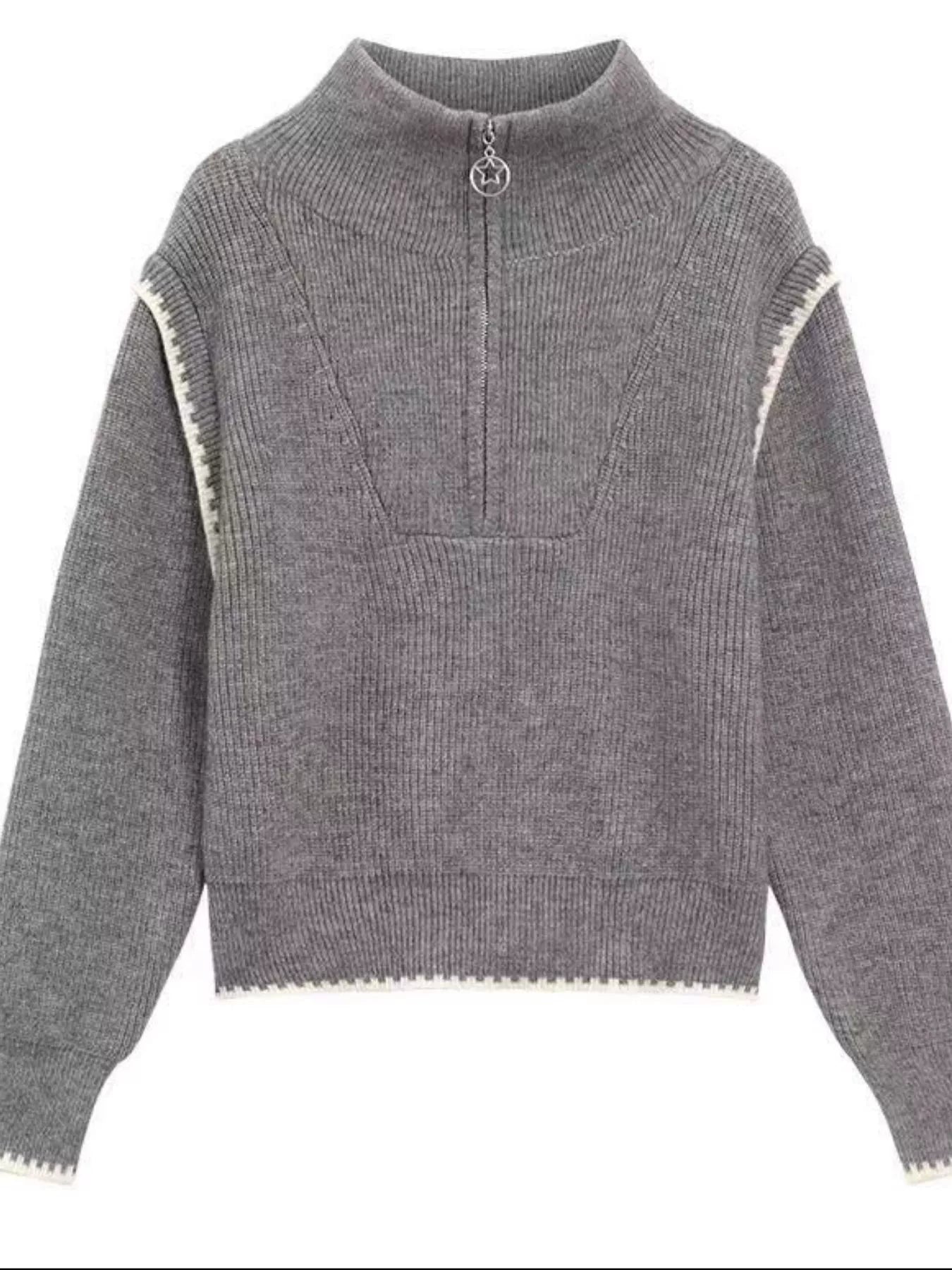 High Neck Half Zip Sweater