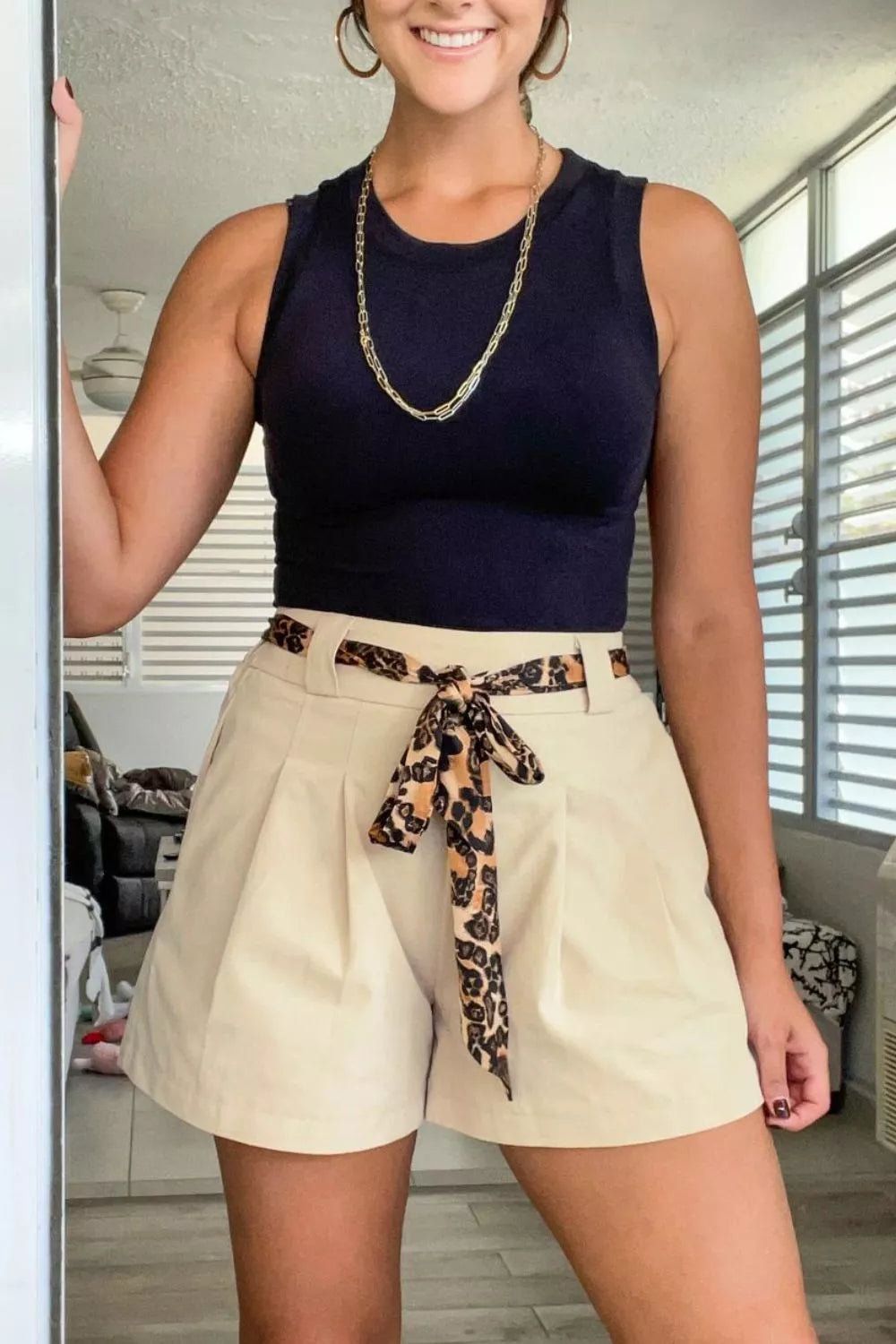 High-Waisted Pleated Shorts