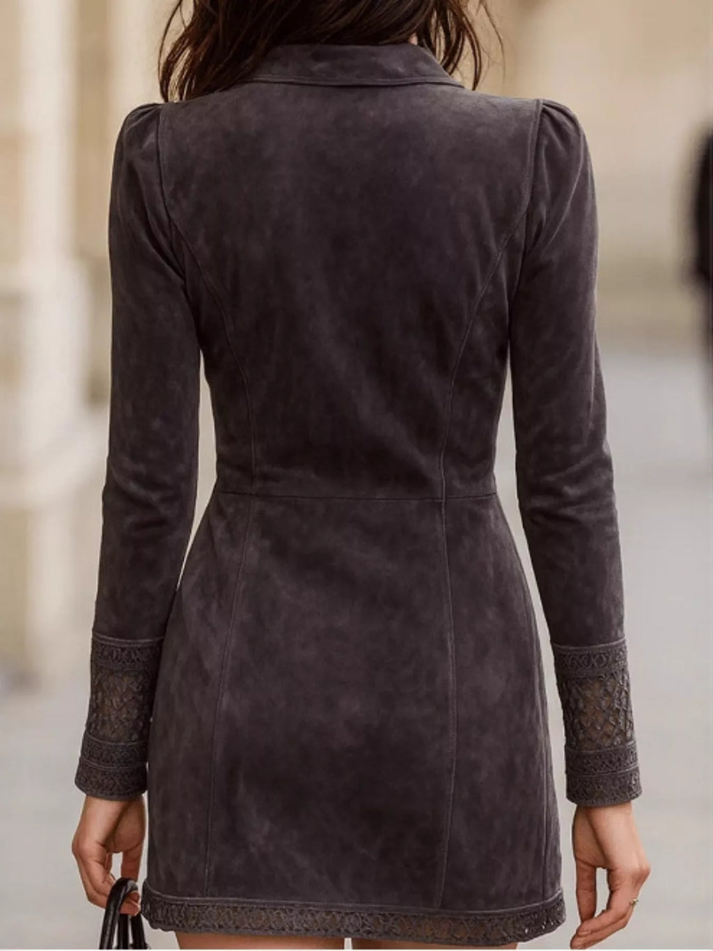 Full Size Lace Detail Zip Front Mini Dress Plus Size