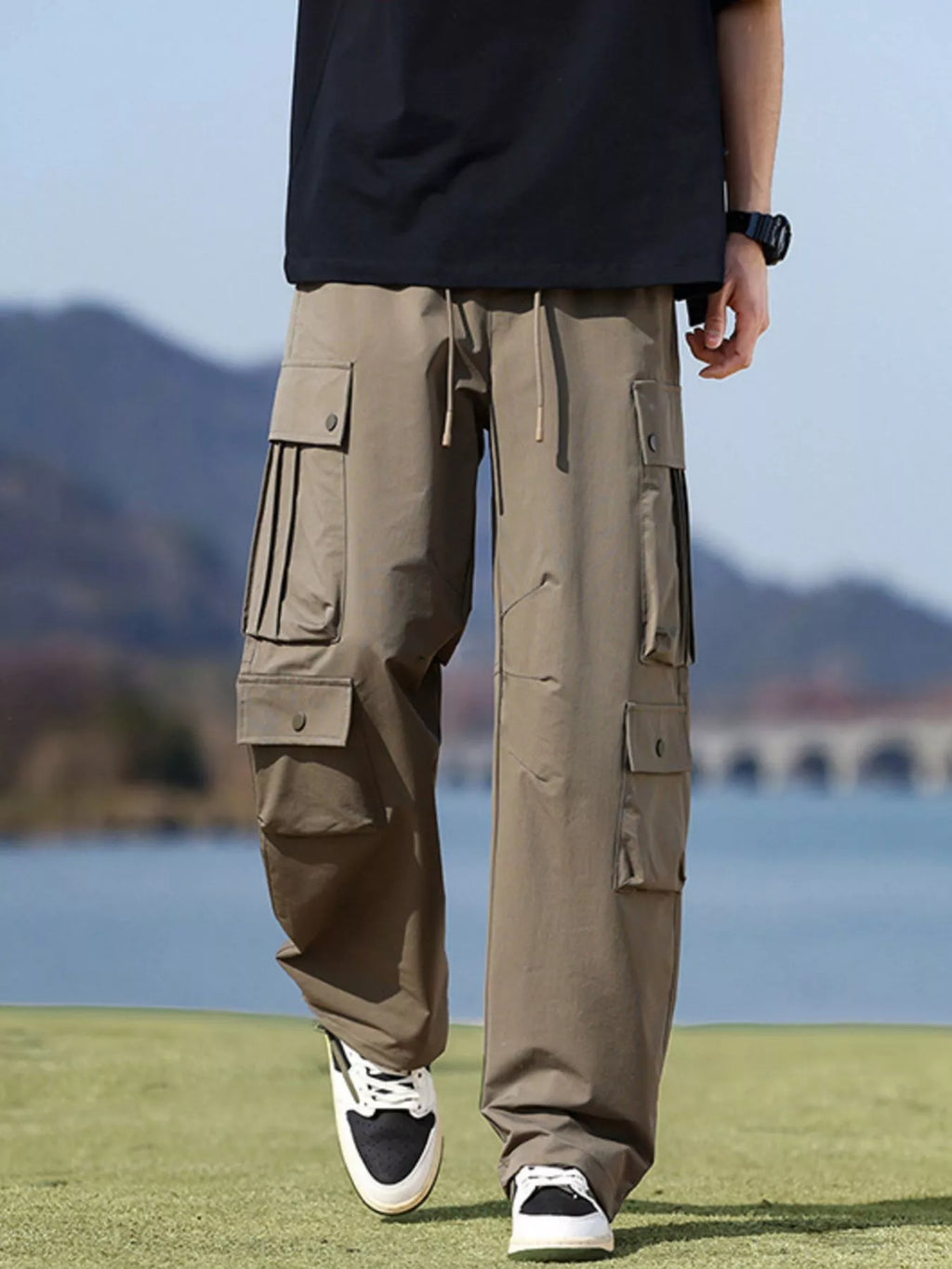 Men's Plus Size Loose Fit Multi-Pocket Cargo Pants