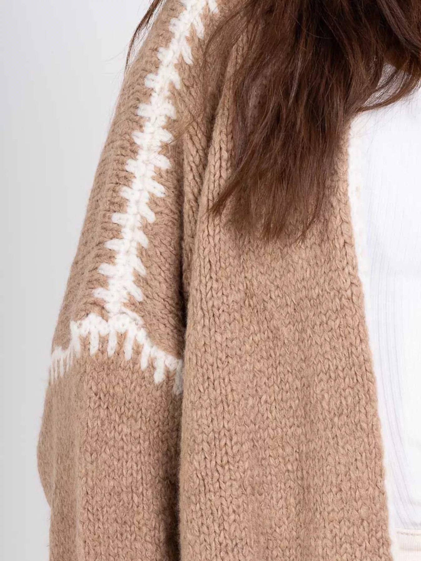 Contrast Trim Open Front Cardigan