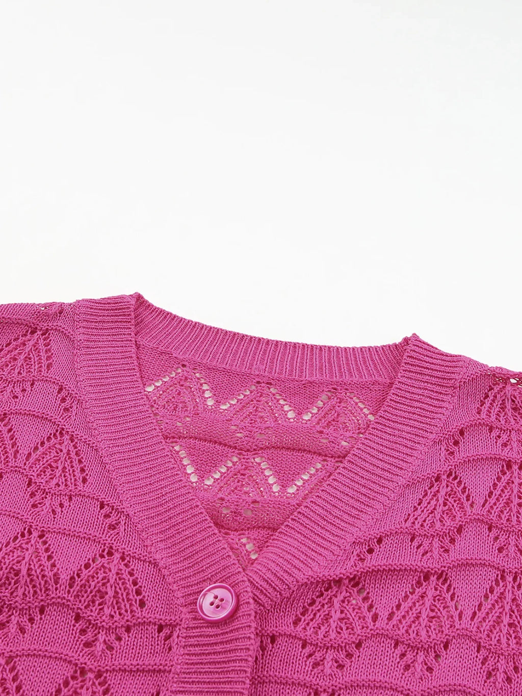 Buttoned Front Openwork Cardigan
