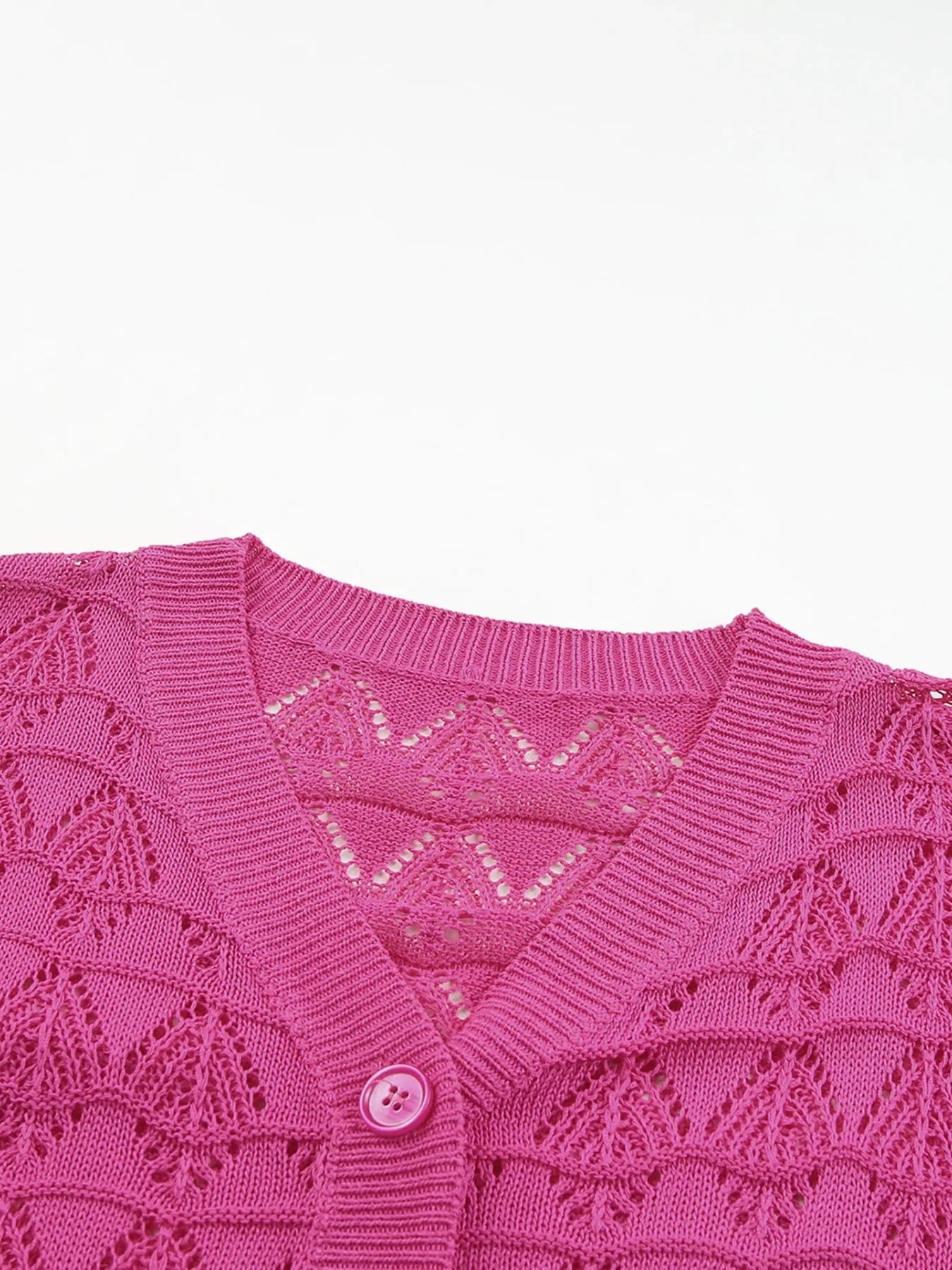 Buttoned Front Openwork Cardigan