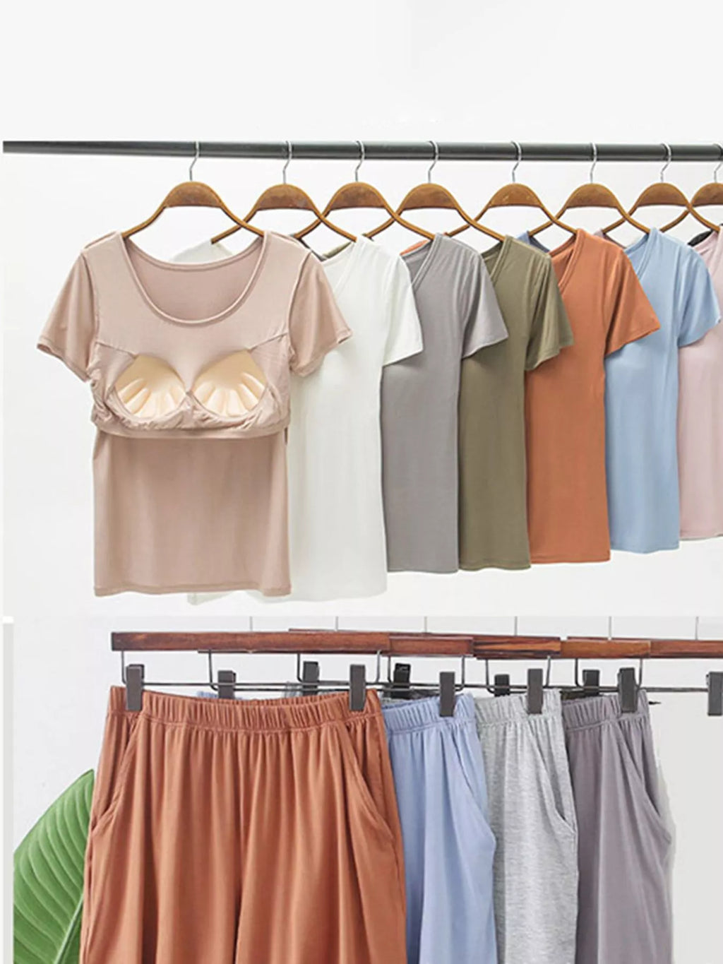 Plus Size Padded Modal Short Sleeve T-Shirt and Shorts Set