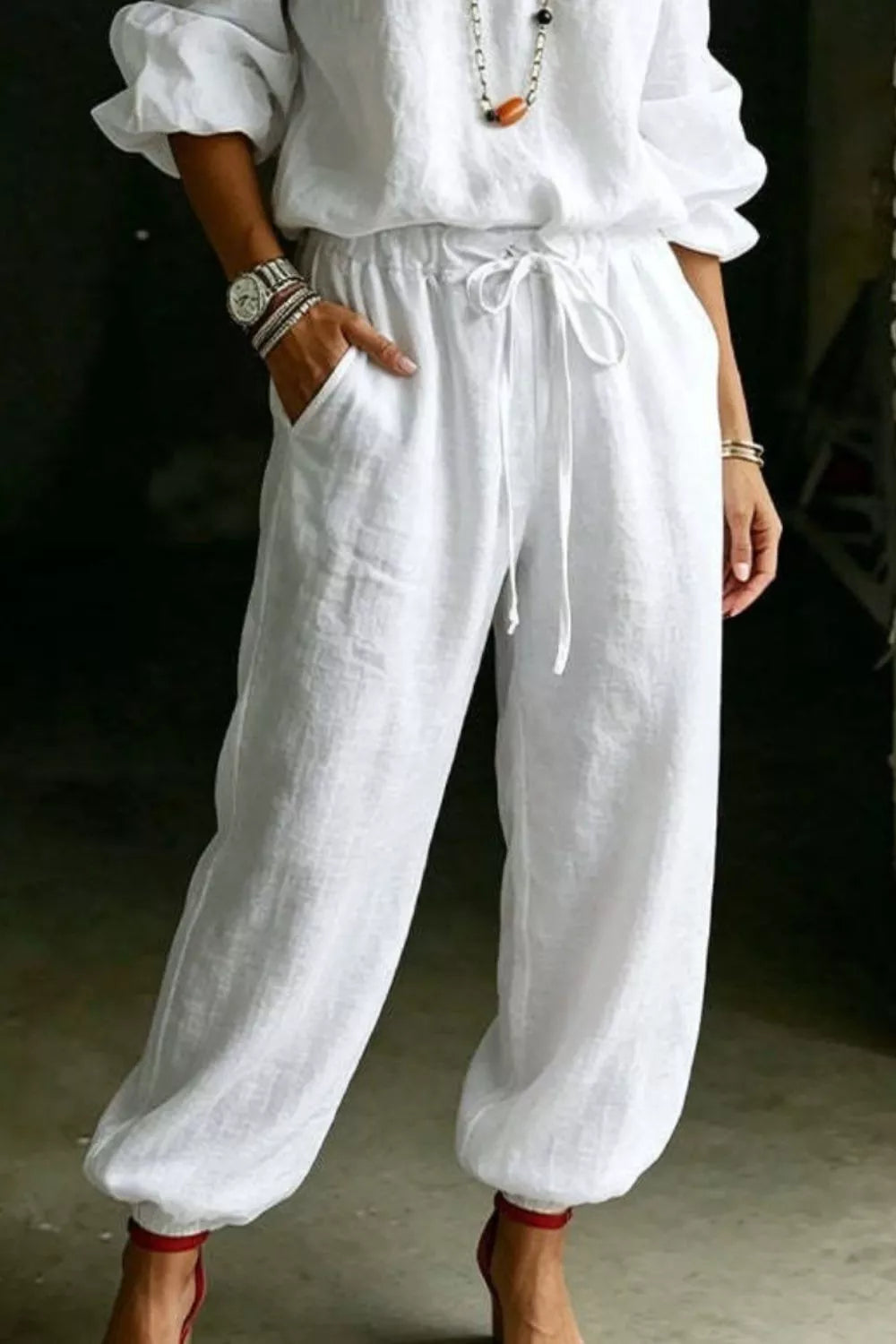 Full Size Off-Shoulder Top and Pants Set Plus Size