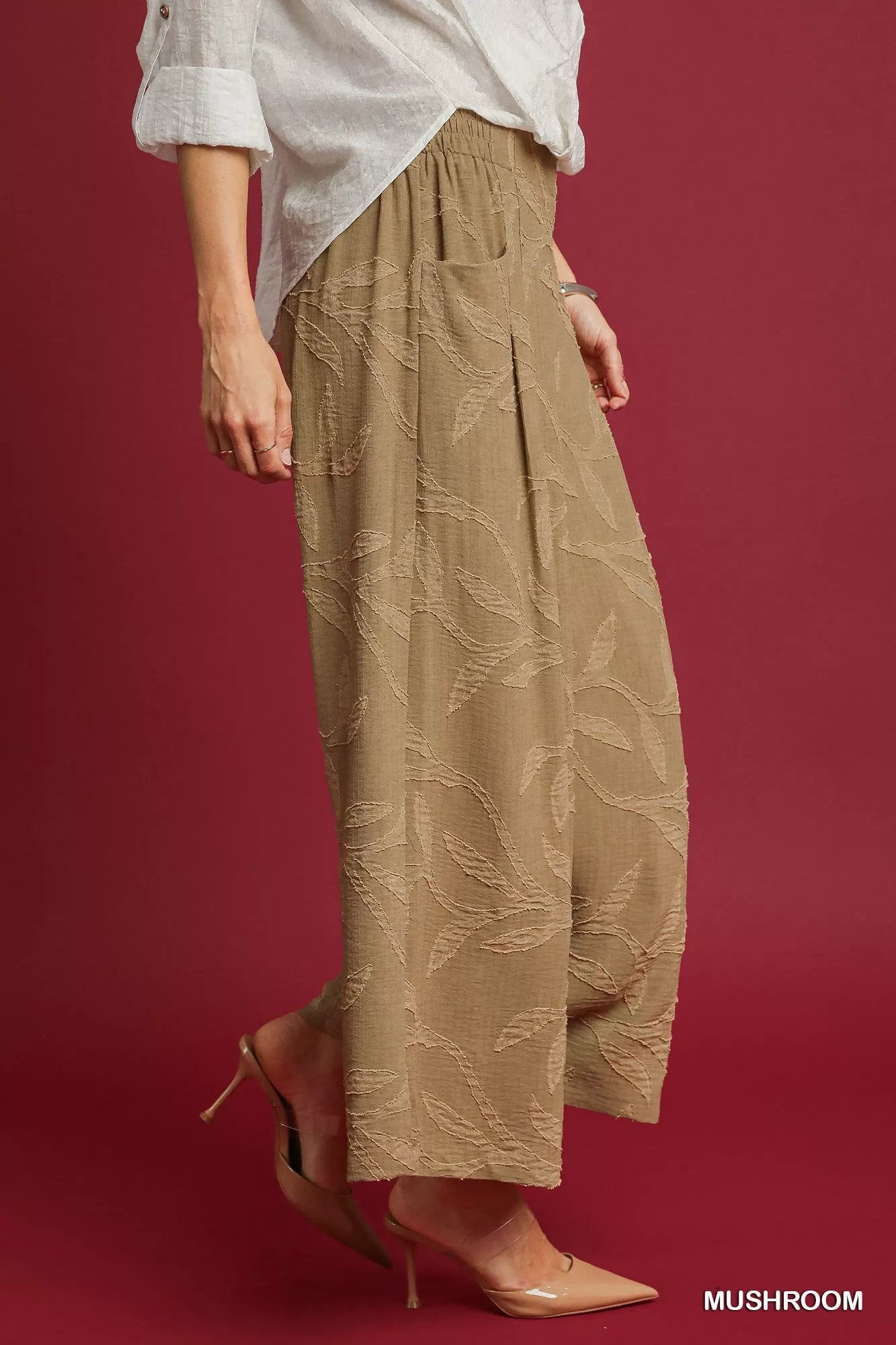 Umgee Jacquard Wide-Leg Pants