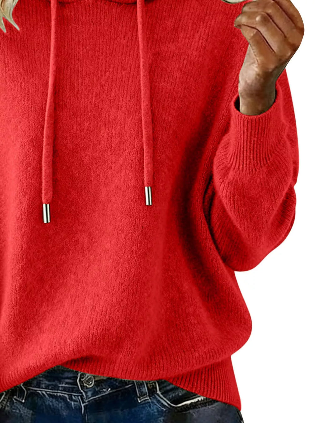 Drawstring Long Sleeve Hooded Sweater