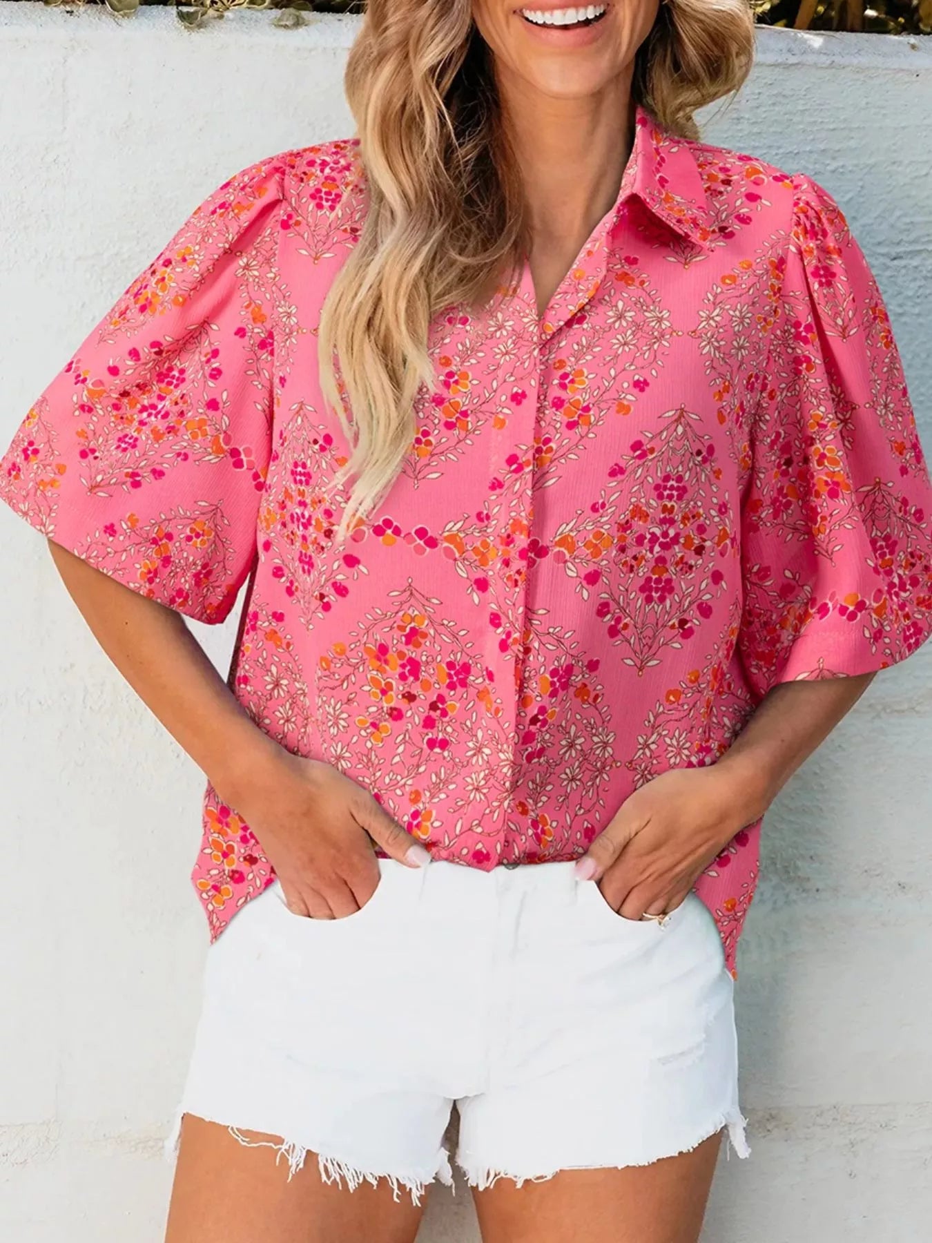 Floral Print Puff Sleeve Shirt