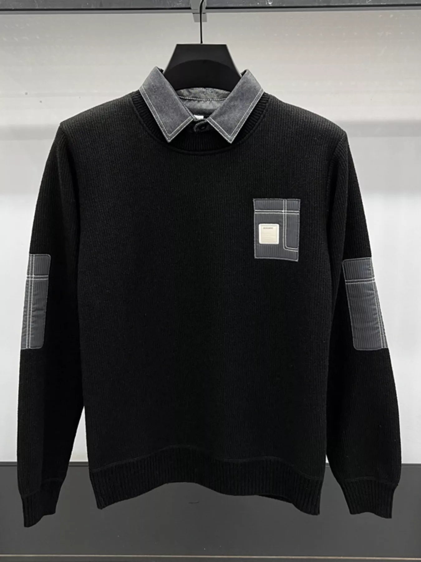 Men's Plus Size Ribbed Hem Long Sleeve Sweater