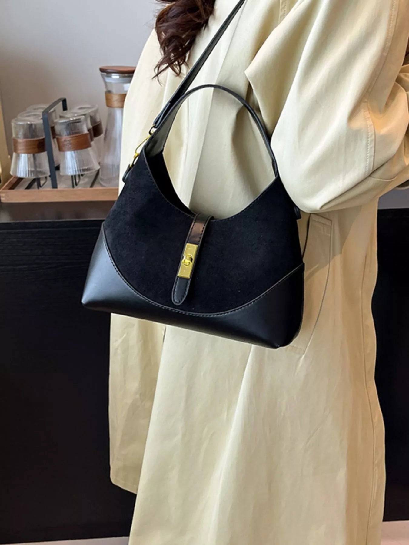 Buckle Leather Shoulder Bag