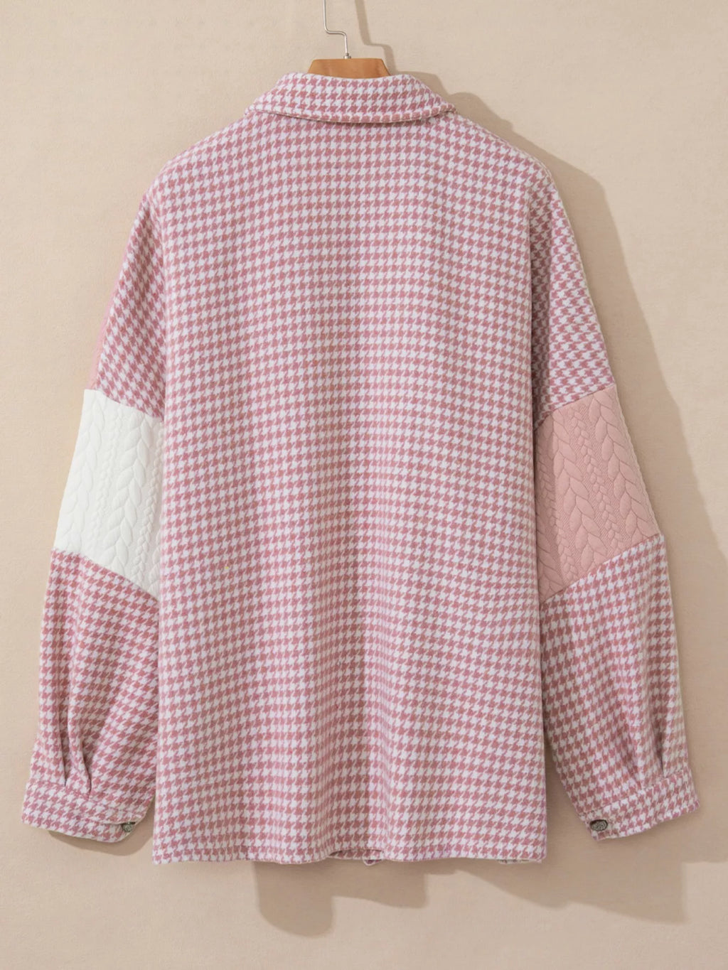 Button Down  Houndstooth Color Block Shacket