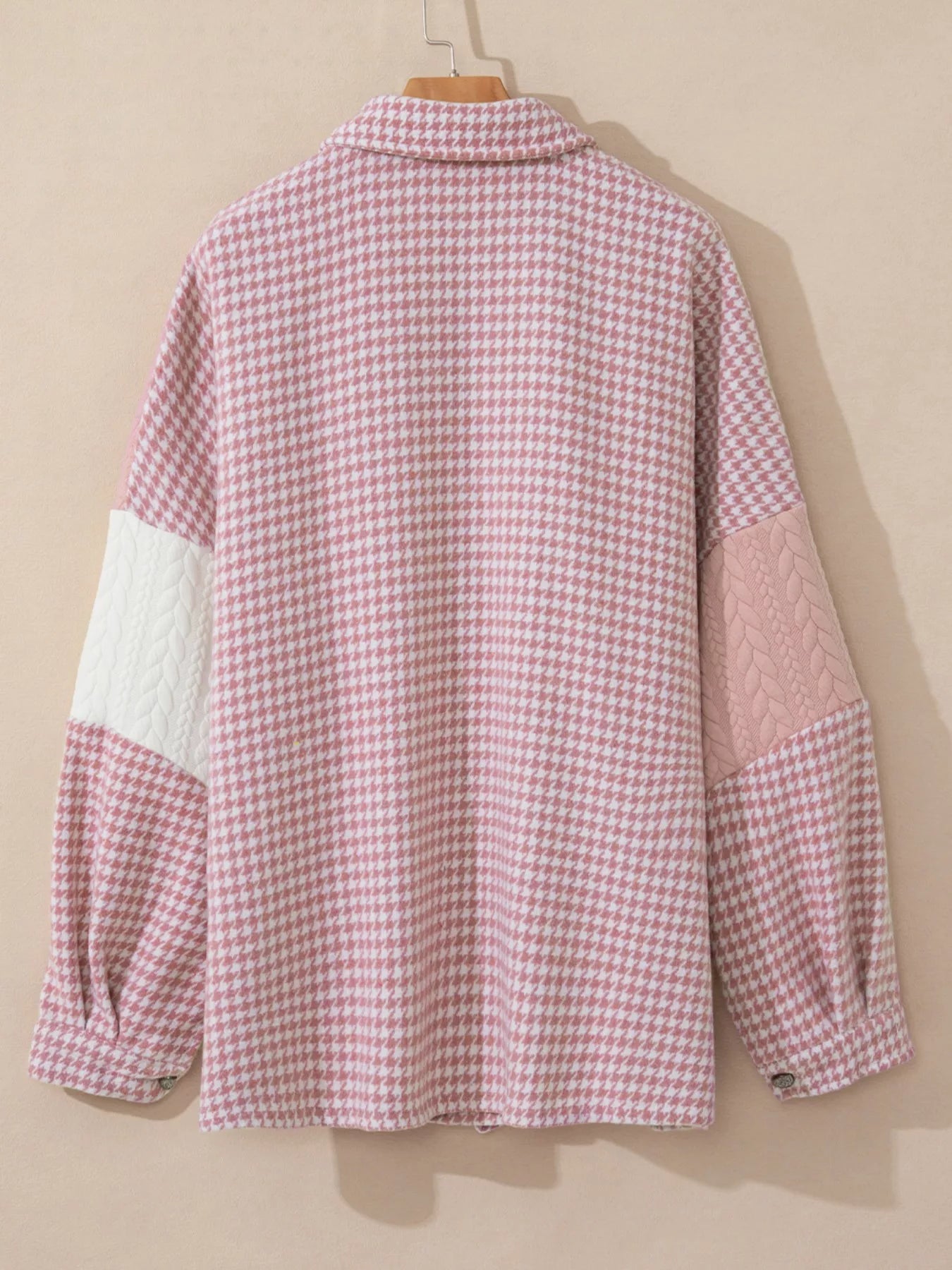 Button Down  Houndstooth Color Block Shacket