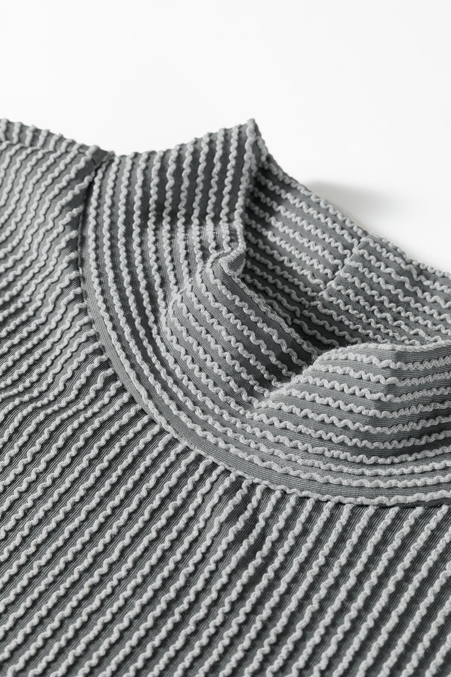 Corded Knit Mock Neck Tee and Pant Set
