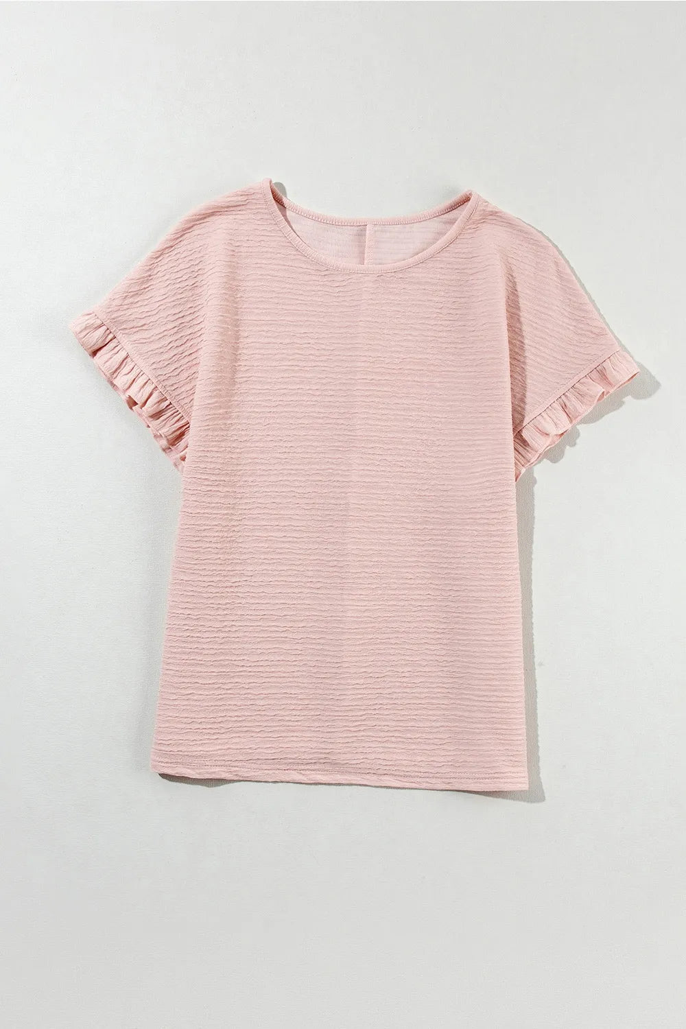 Round Neck Frill Short Sleeve T-Shirt