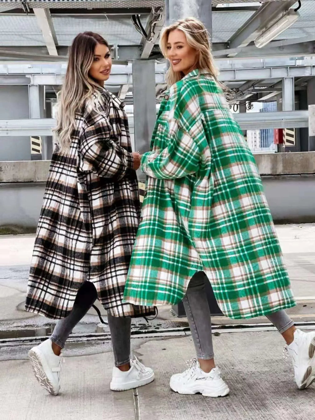 Plaid Button Up Longline Shacket