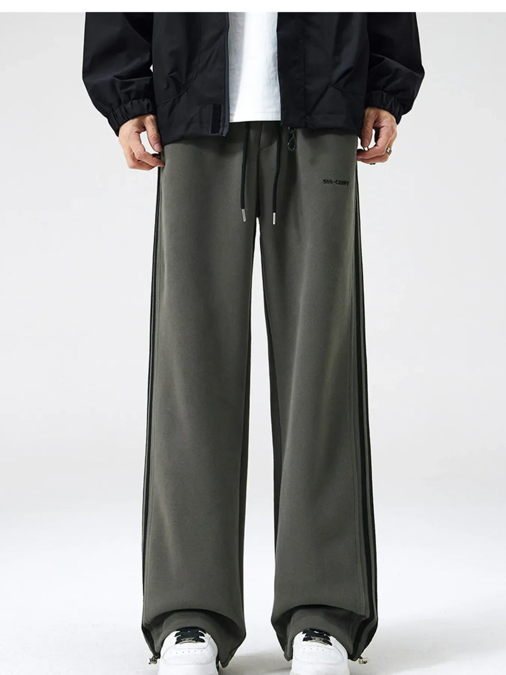 Men's Plus Size Relaxed Fit Pants with Side Stripes
