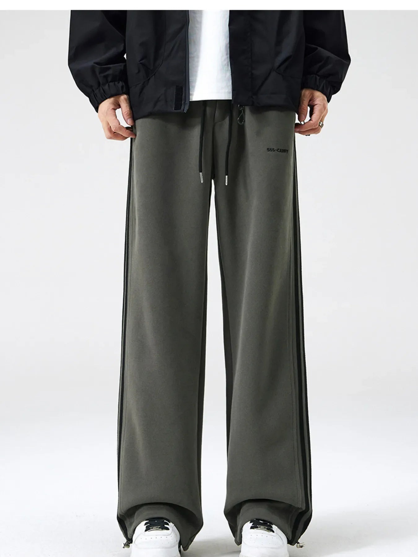 Men's Plus Size Relaxed Fit Pants with Side Stripes