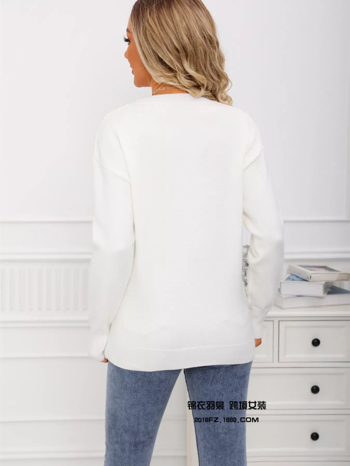 Valentine's Day Heart Print Round Neck Sweater
