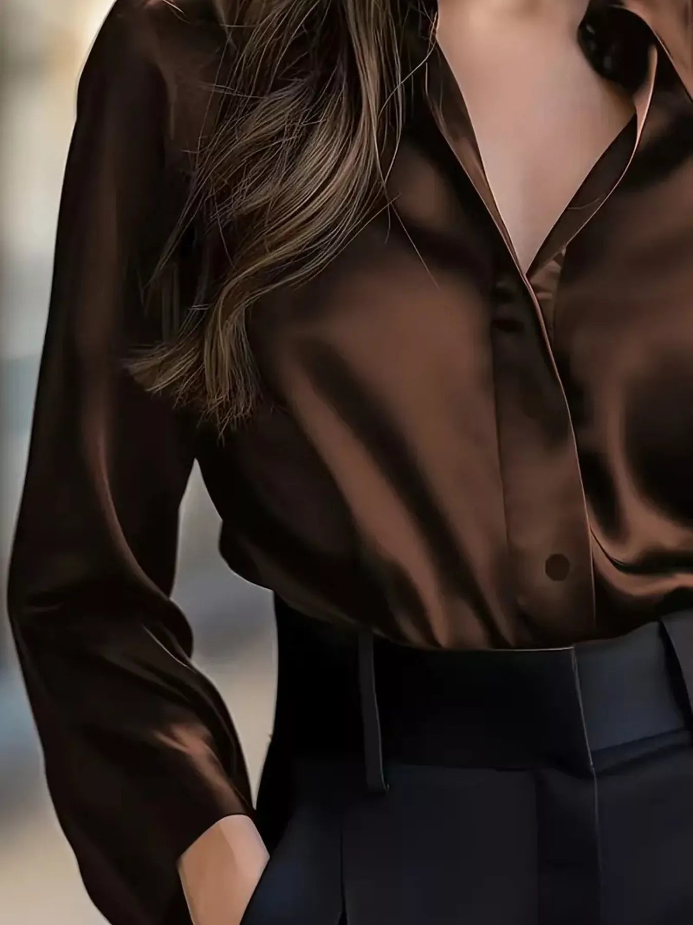 Button Down Collared Neck Long Sleeve Shirt