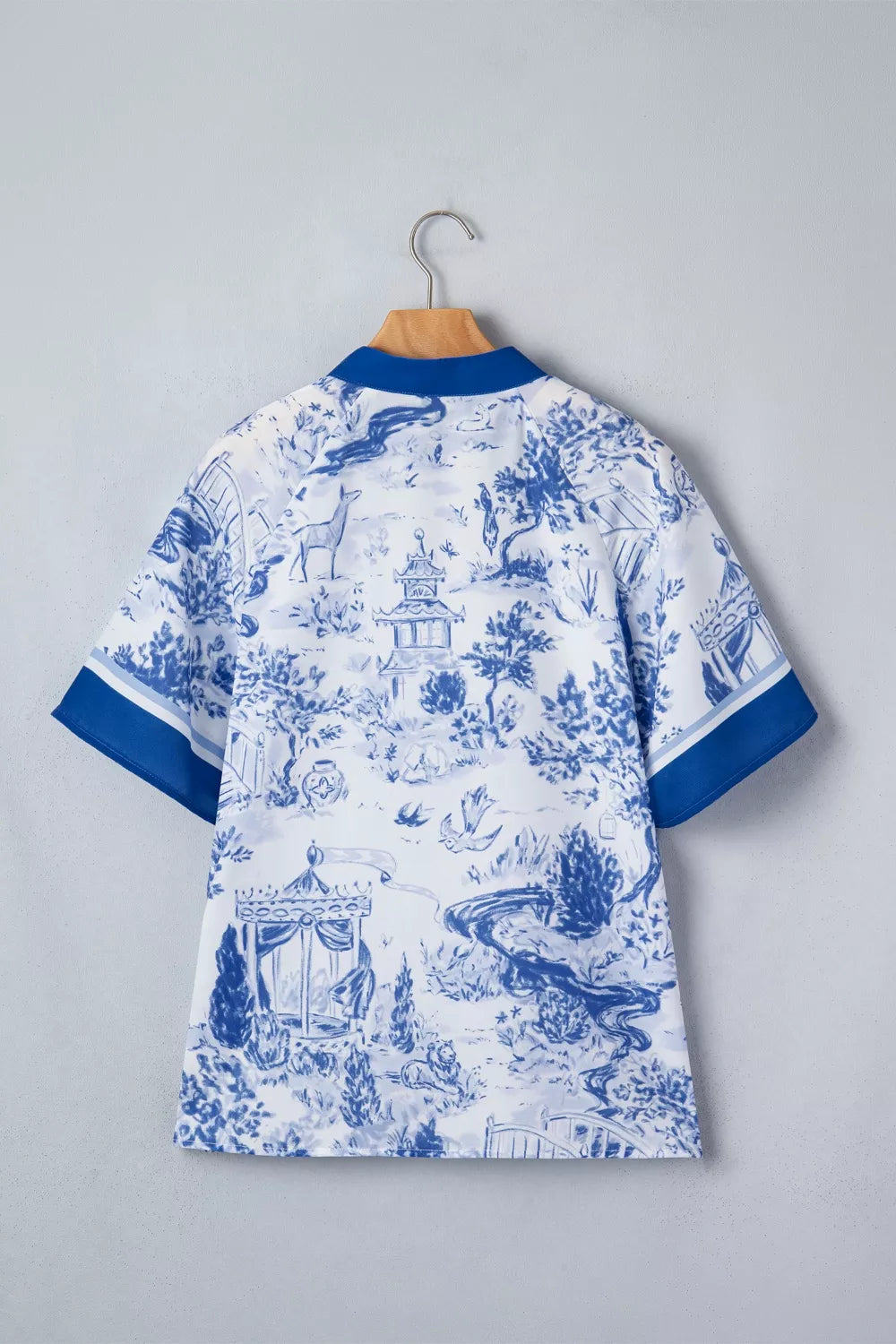 Wild Animal Paradise Contrast V Neck Raglan Sleeve Blouse