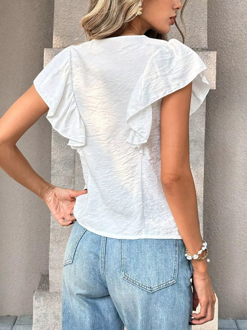 Ruffled V-Neck Blouse