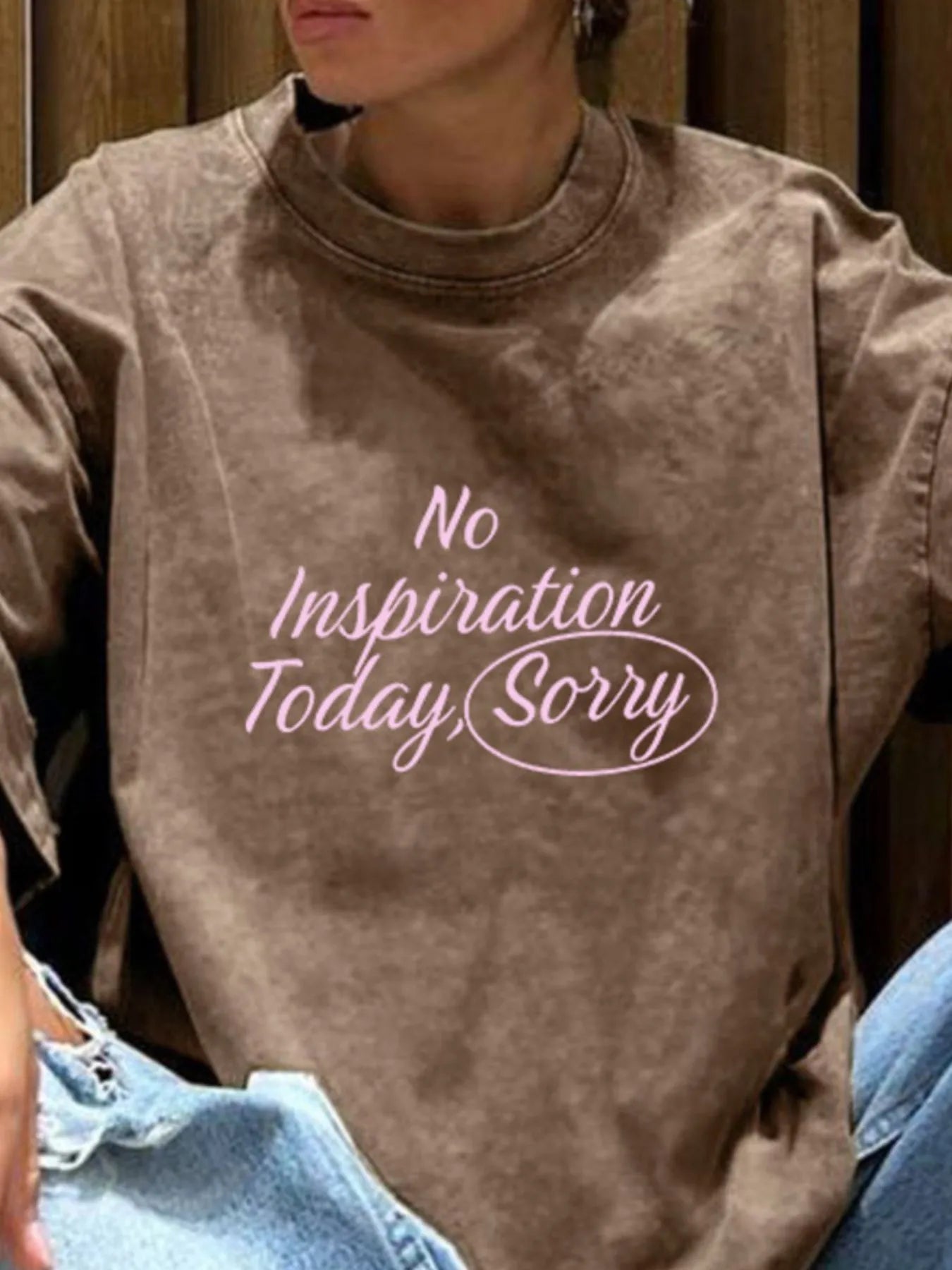 Letter Round Neck Short Sleeve T-Shirt