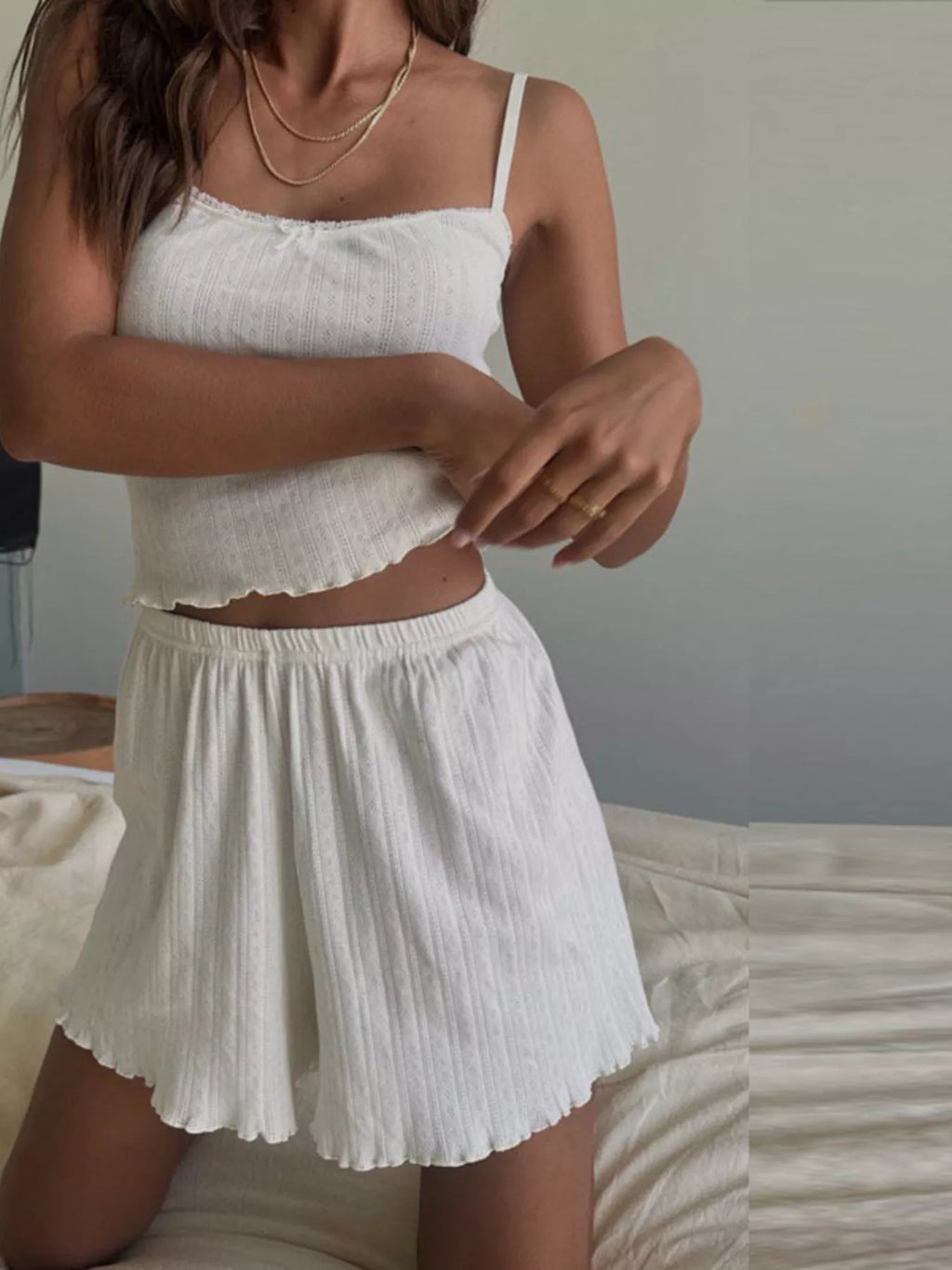 Ribbed Knit Cami and Shorts Set