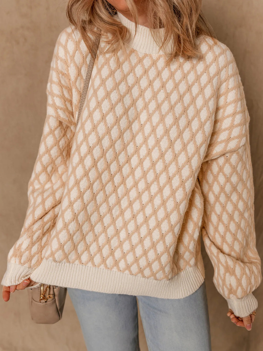 Textured Knit Mock Neck Sweater