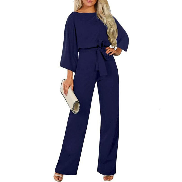 Solid Color Slim Fitting long sleeve jumpsuits for women