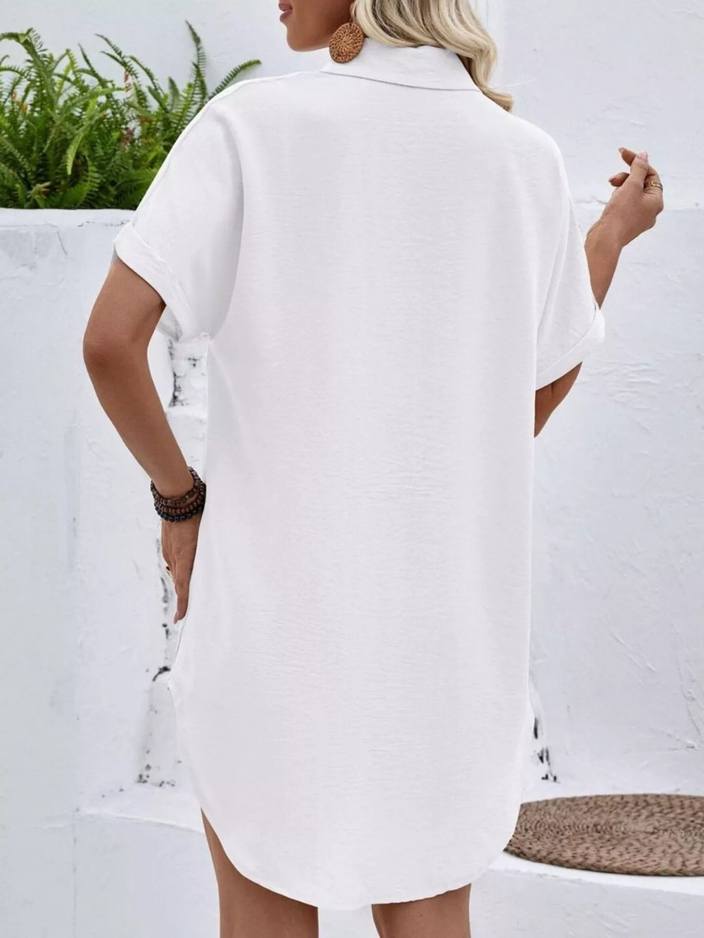 Relaxed Fit Button-Down Longline Shirt