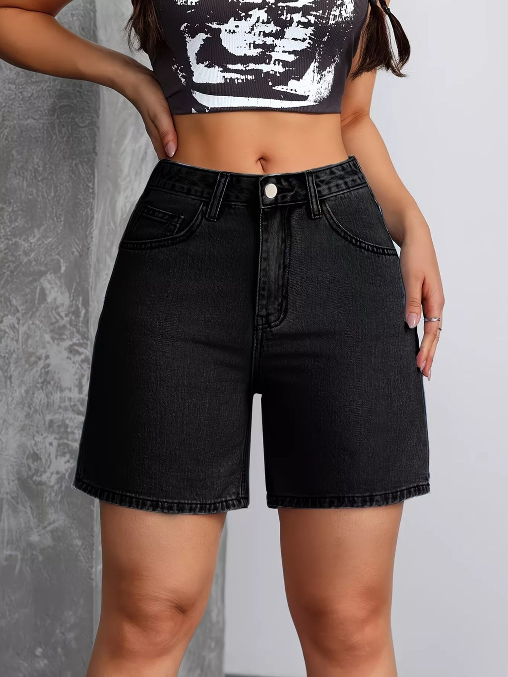 High-Waisted Denim Shorts