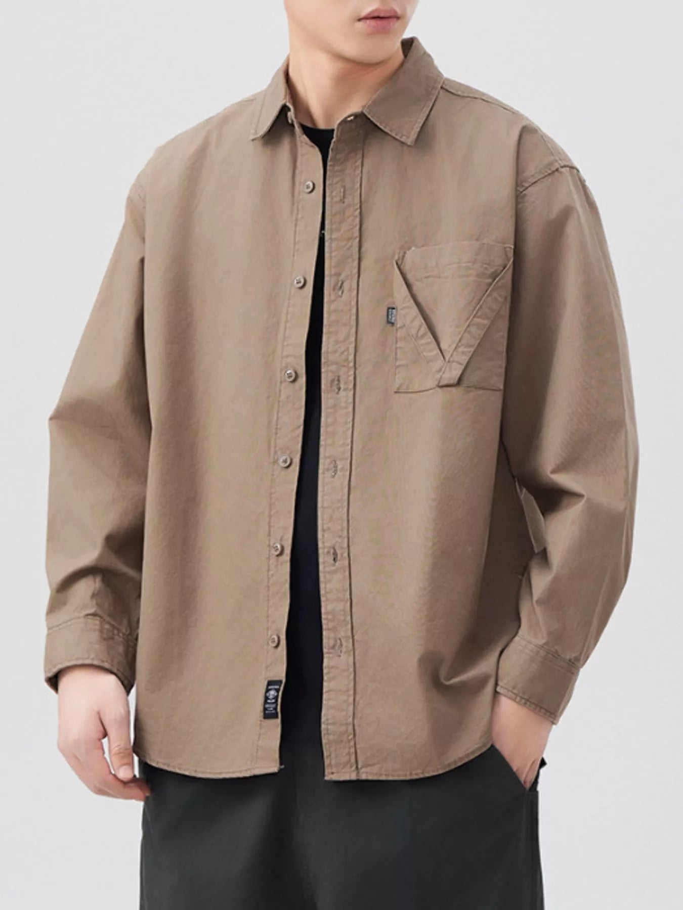 Men's Plus Size Button Up Long Sleeve Shirt