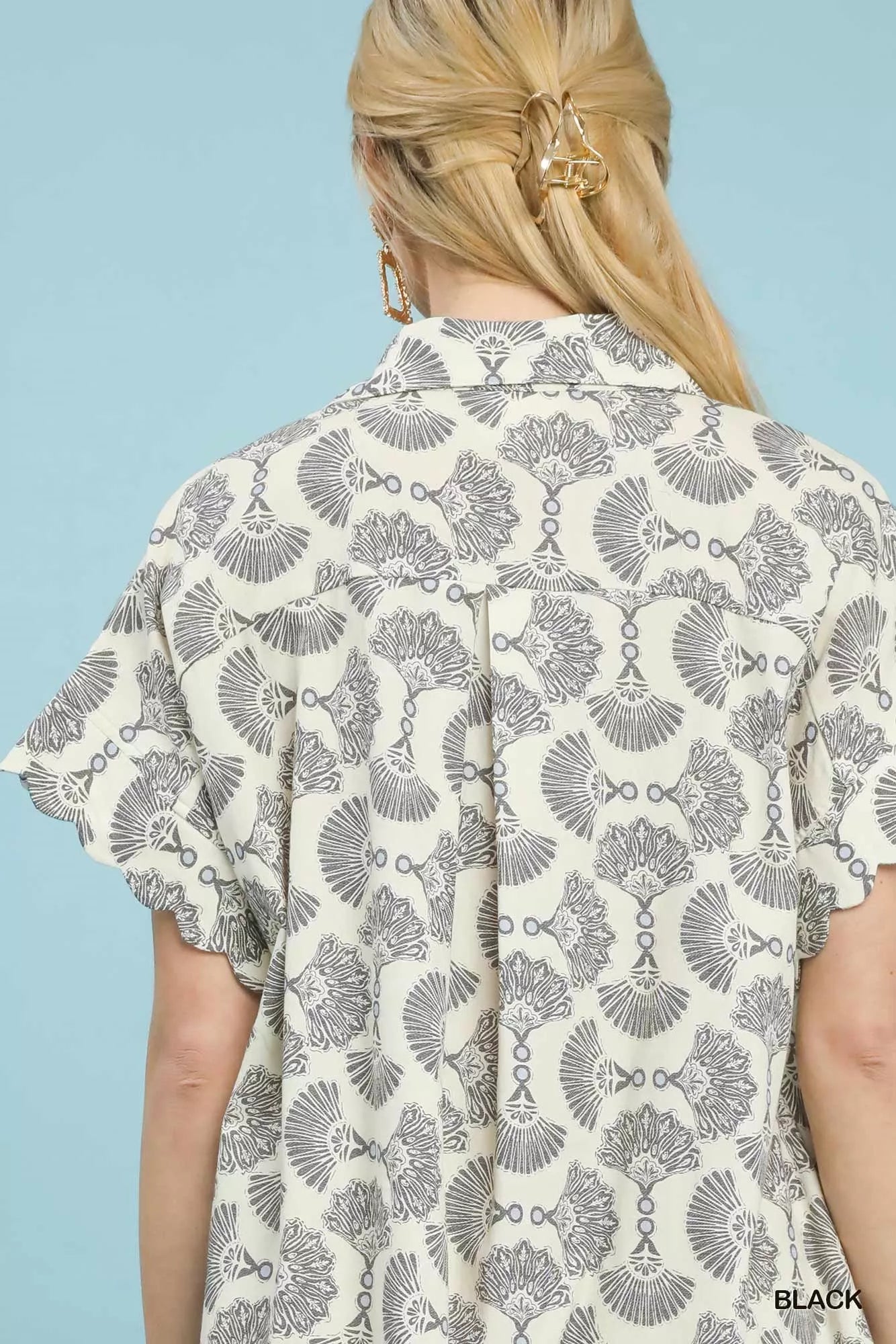 Umgee Printed Button Front Shirt Dress