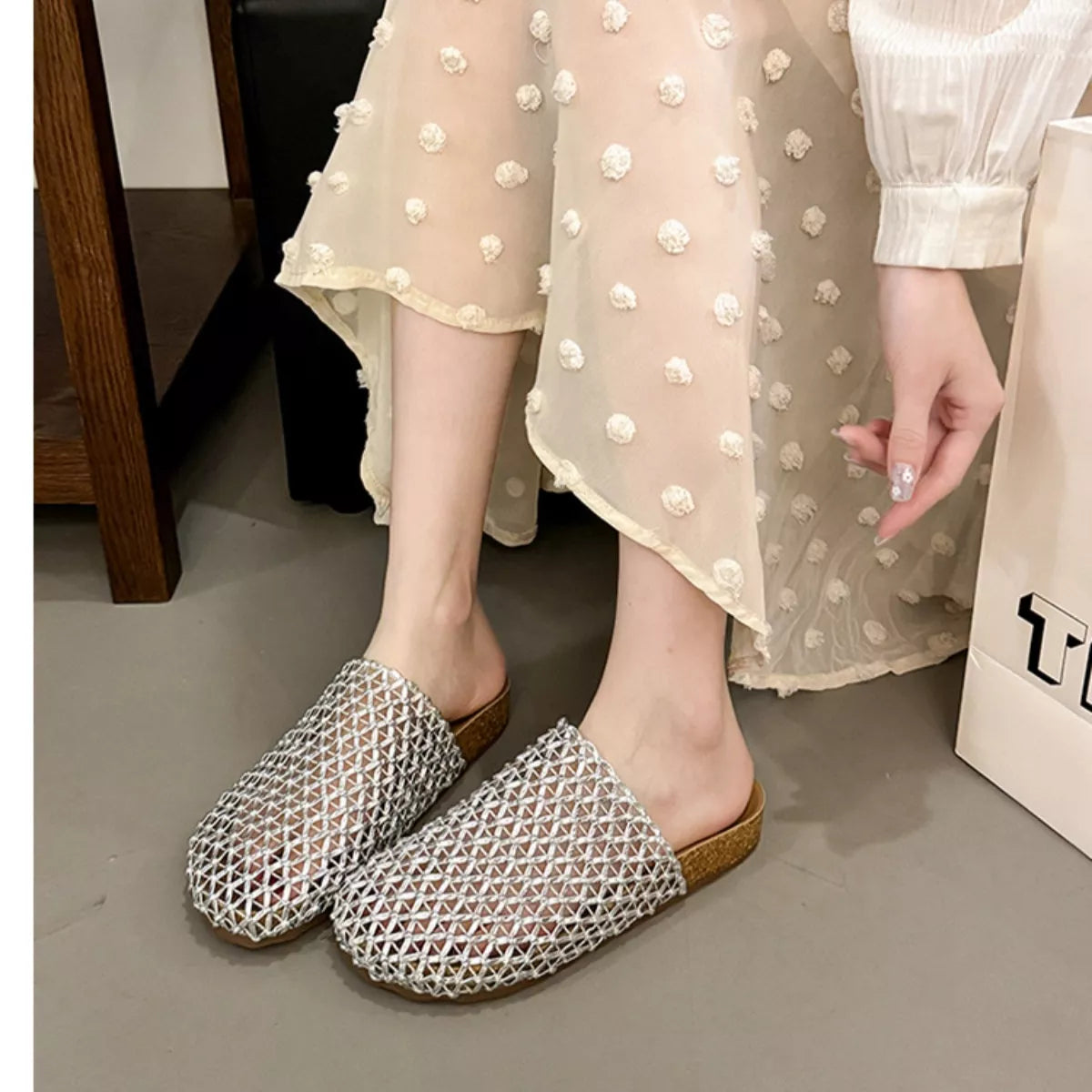 Woven Mesh Breathable Slip-on Sandals
