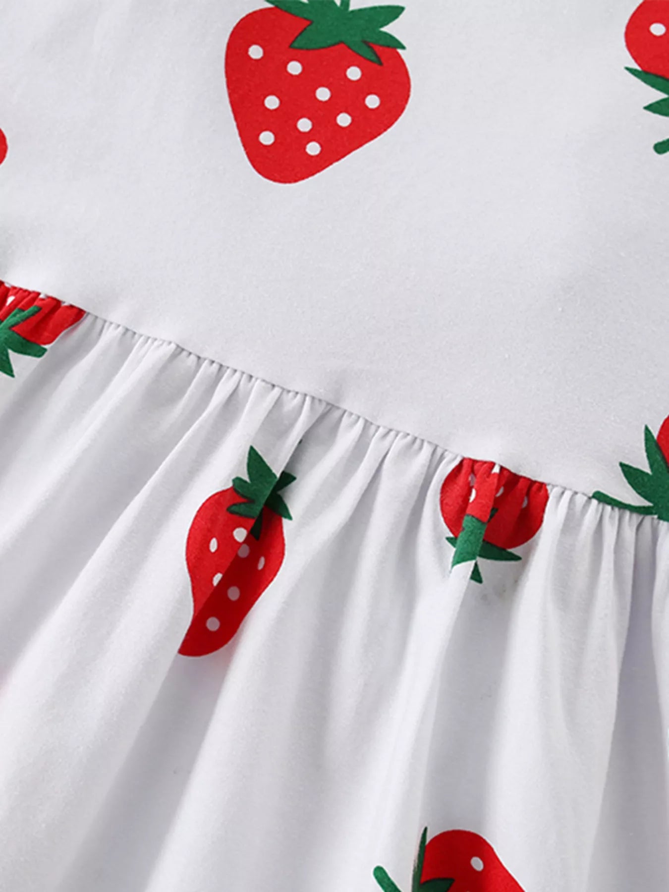 Children's Strawberry Print Ruffle Sleeve Dress