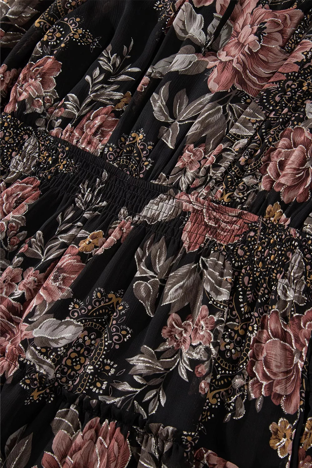 Floral Print Tie Neck Mini Dress