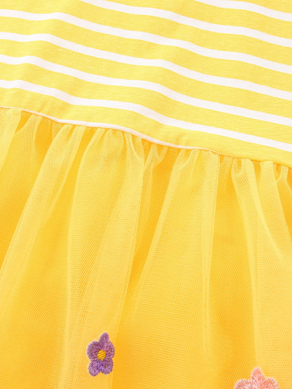 Children's Bunny & Floral Striped Tulle Dress