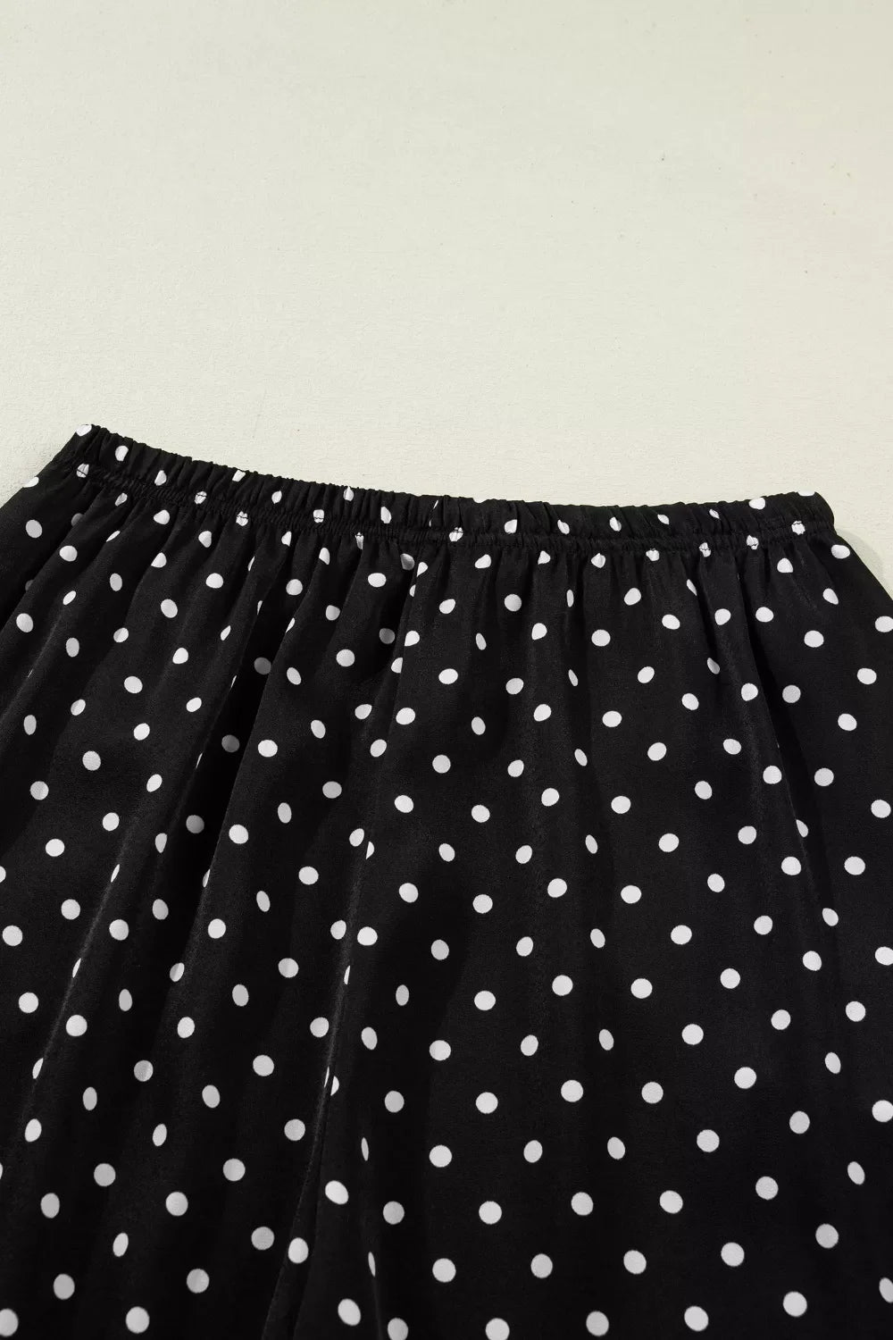 Polka Dot Print Elastic Waist Lace Hem Loose Pants
