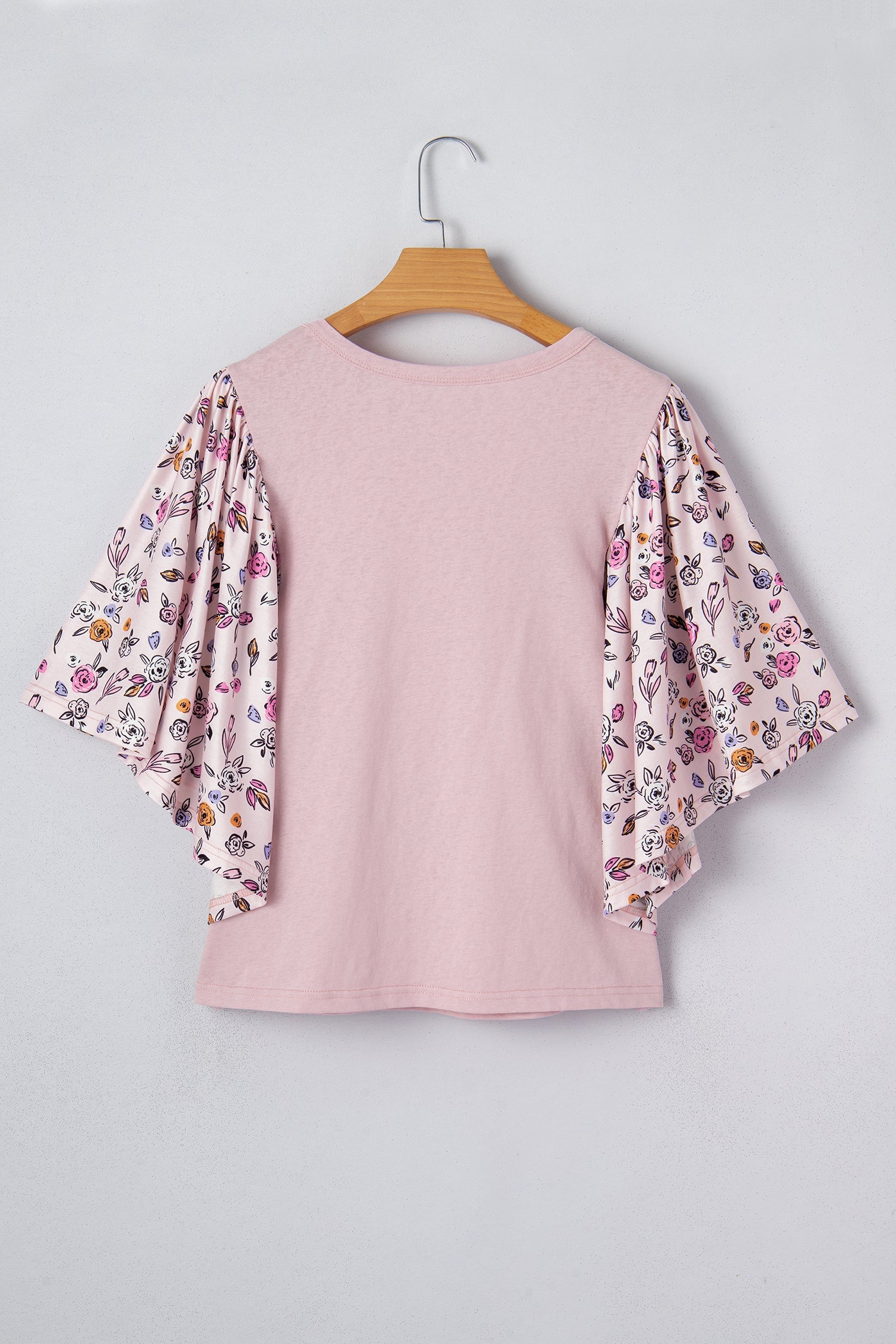 Floral Contrast Patchwork Flowy 3/4 Sleeve Blouse