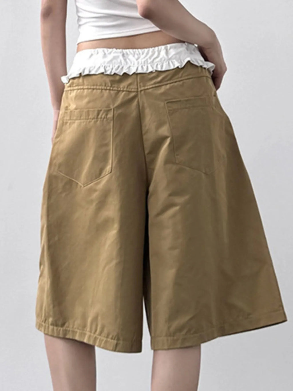 Contrast Waistband Wide-Leg Shorts