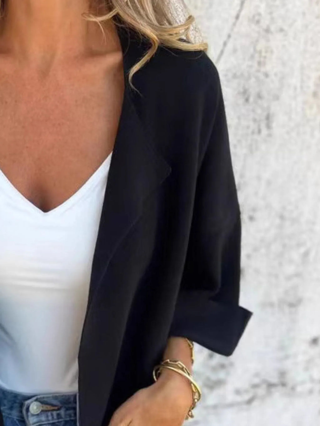 Full Size Open Front 3/4 Sleeve Cardigan Plus Size
