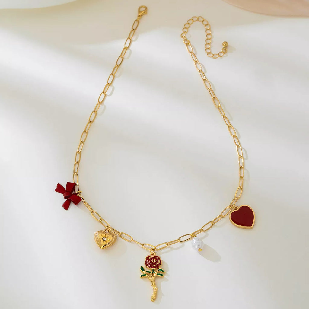 18K Gold-Plated Alloy Chain Necklace with Pendant