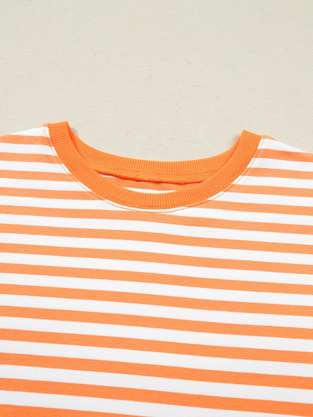 Stripe 3/4 Sleeve Exposed Seam Patchwork Pullover Top