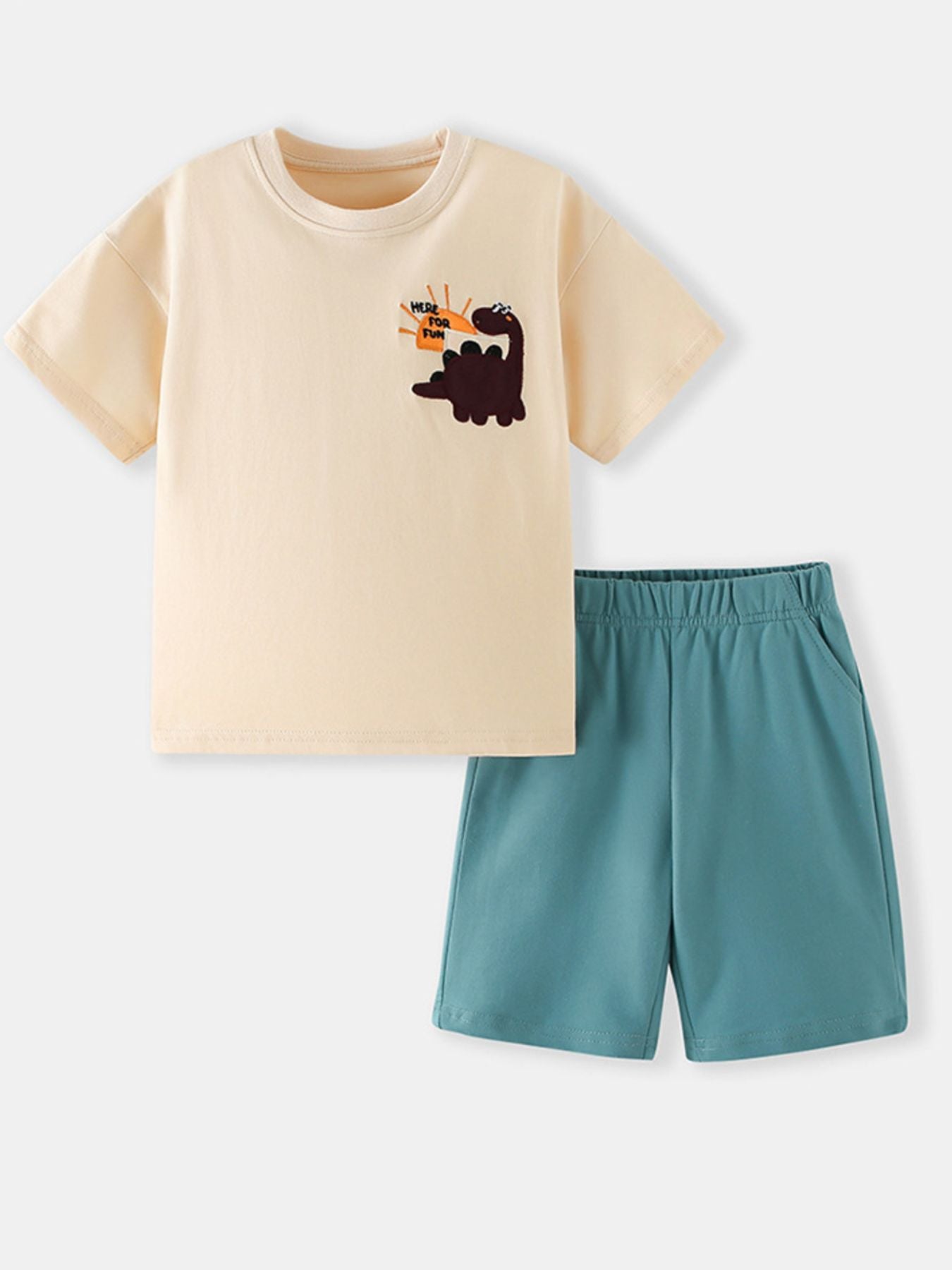 Children's Dinosaur Round Neck Tee and Shorts Set