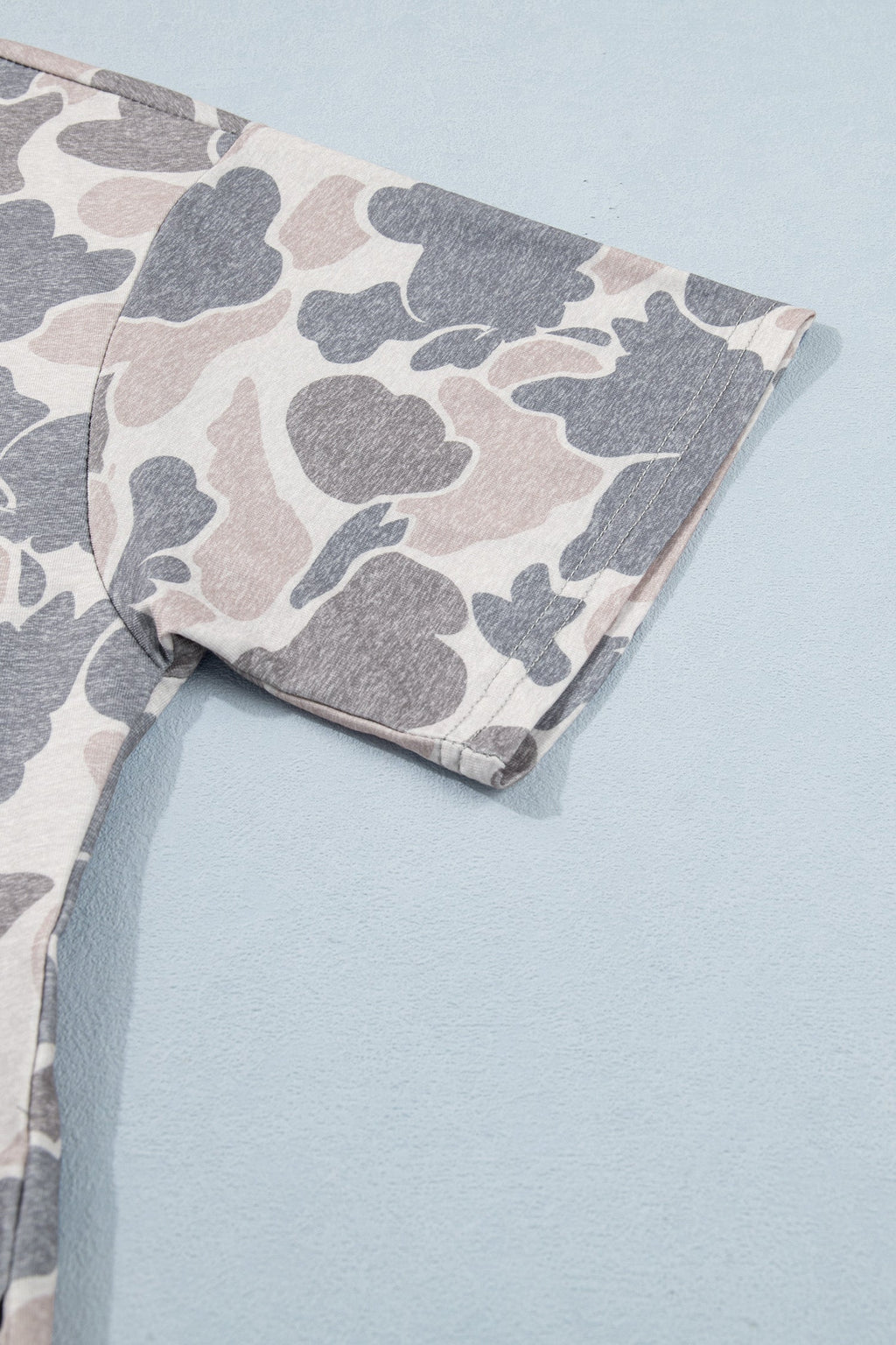 Camo Short Sleeve Drop Shoulder Side Slit Dress