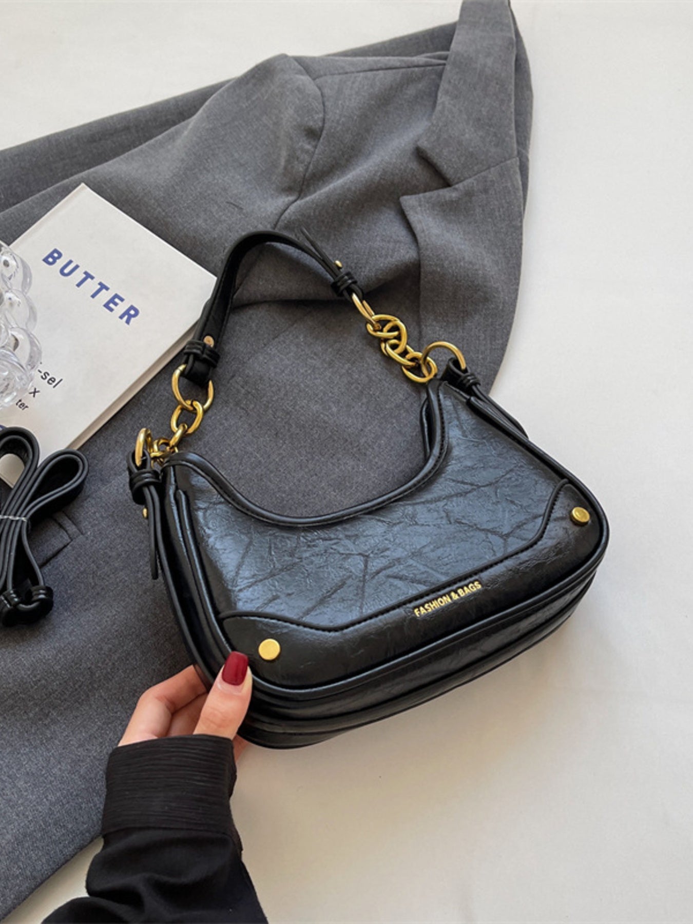 Chain Accent Shoulder Bag